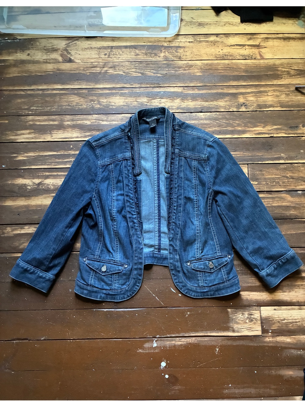White House Black Market Ruffled Jean Jacket